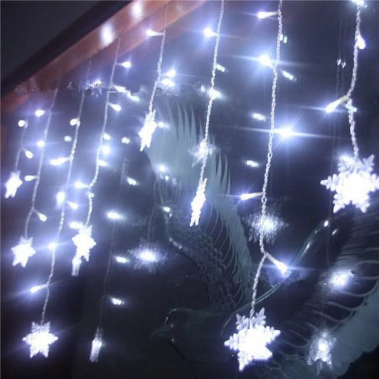 Zukuco Snowflake Fairy Curtain Lights 96 LED Christmas Fairy String Hanging Lights for Bedroom, Indoor, Outdoor, Weddings, Party, Decorations
