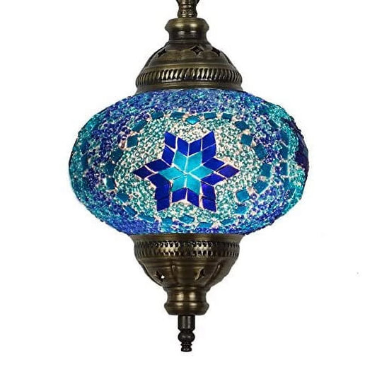 (31 Models) Handmade Pendant Ceiling Lamp Mosaic Shade, 2019 Stunning 16.5" Height - 7" Globe, Turkish Moroccan Glass Lantern Arabian Bedside Home Decoration Light Bronze (Berry)