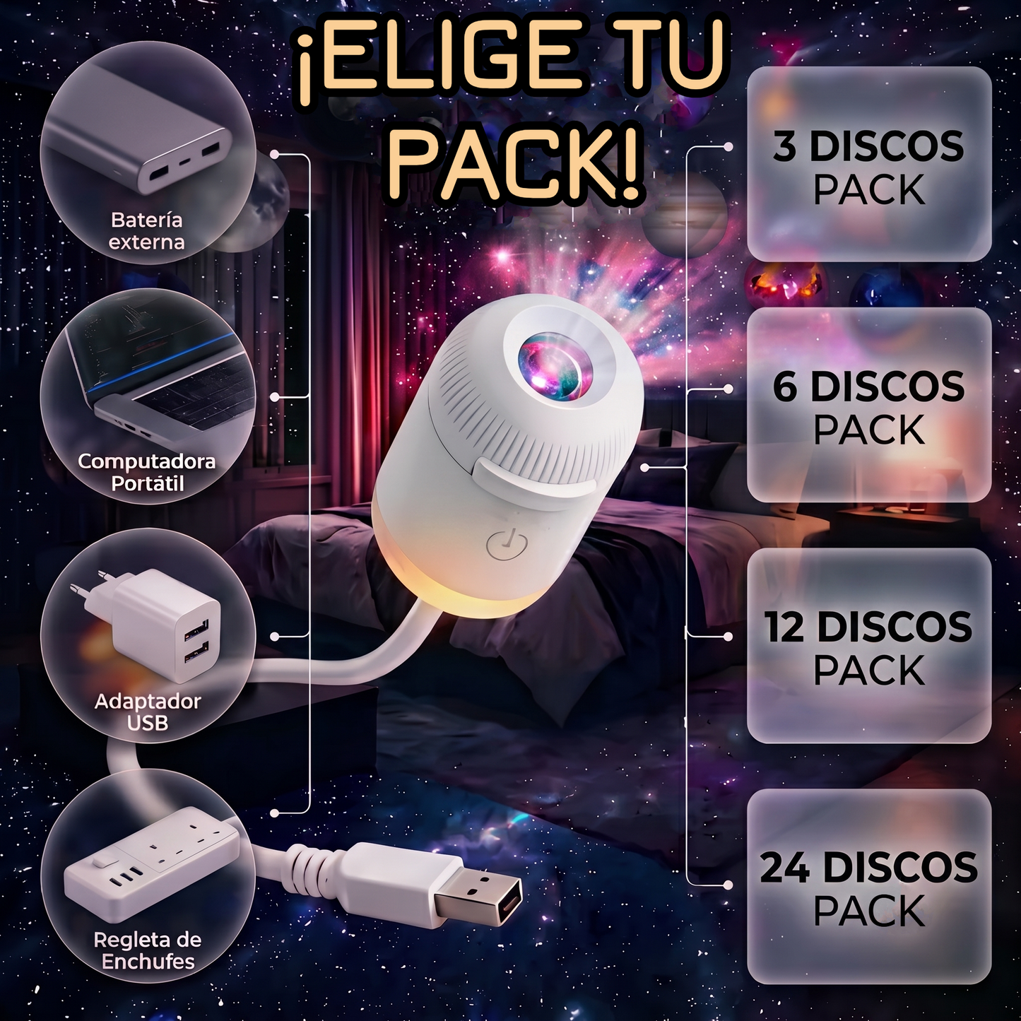 Proyector Galaxy HD + Sets de Discos Intercambiables