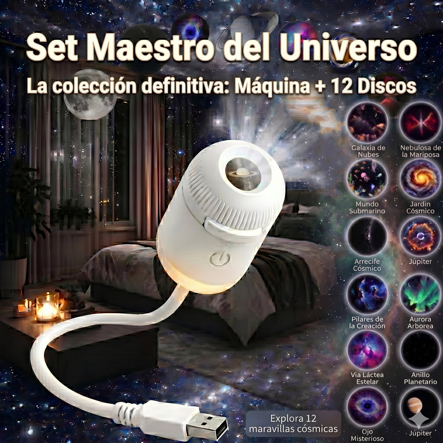 HD Galaxy Projector + Interchangeable Disc Sets